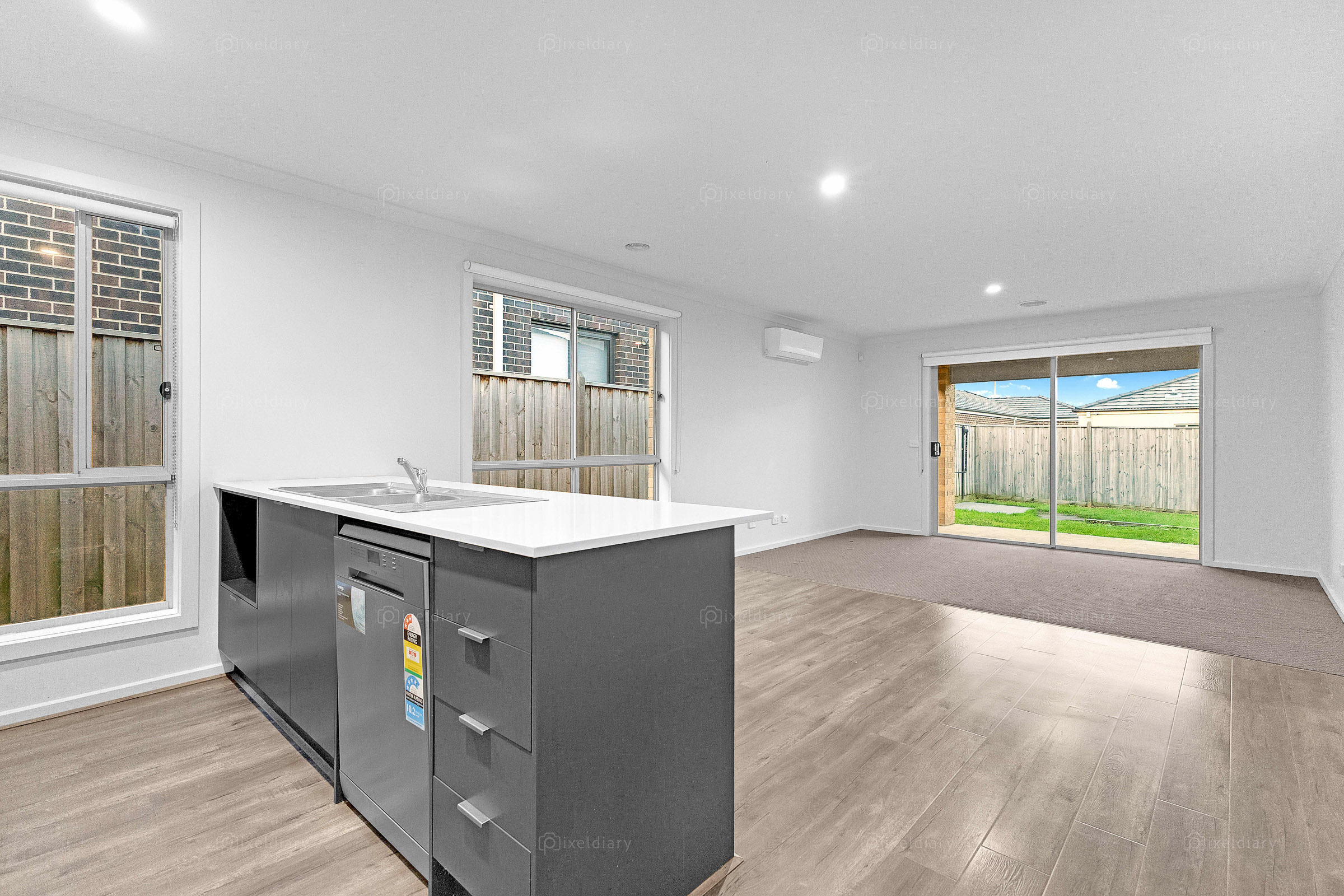 Open-plan kitchen and living space