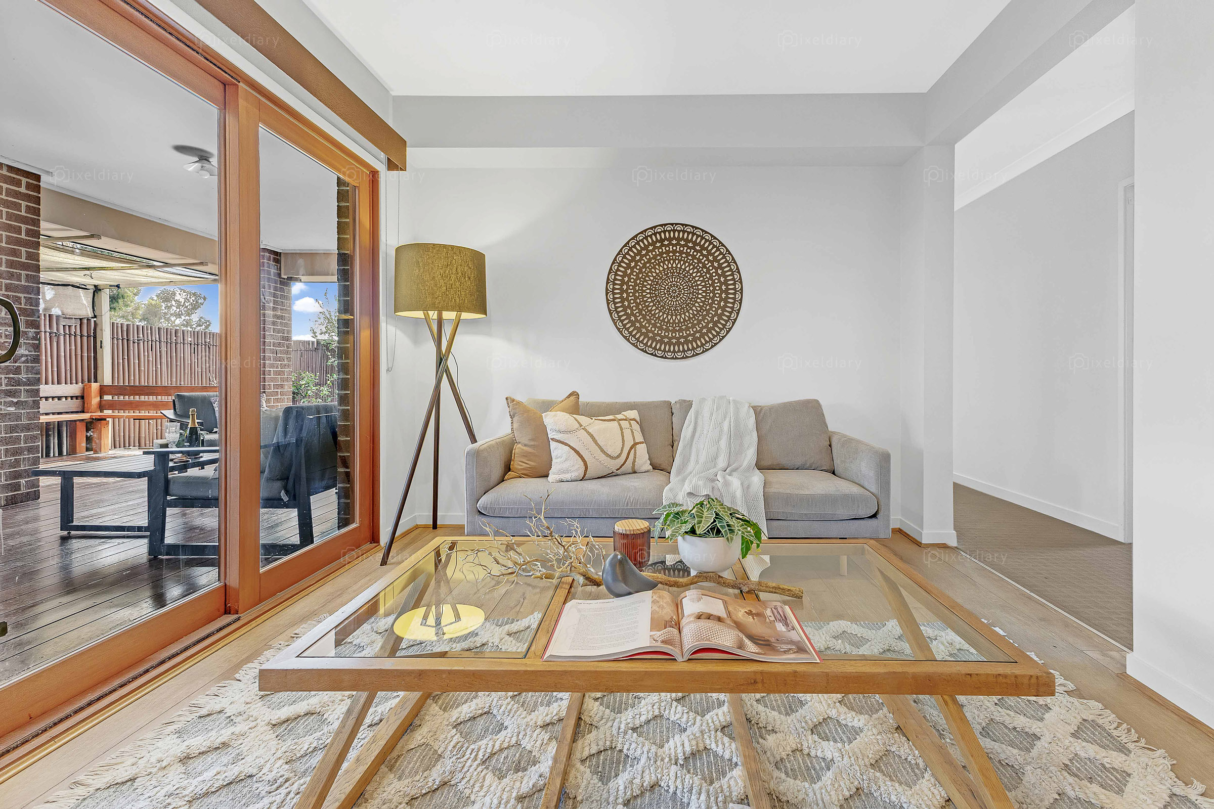 Symmetrical living room with refined styling